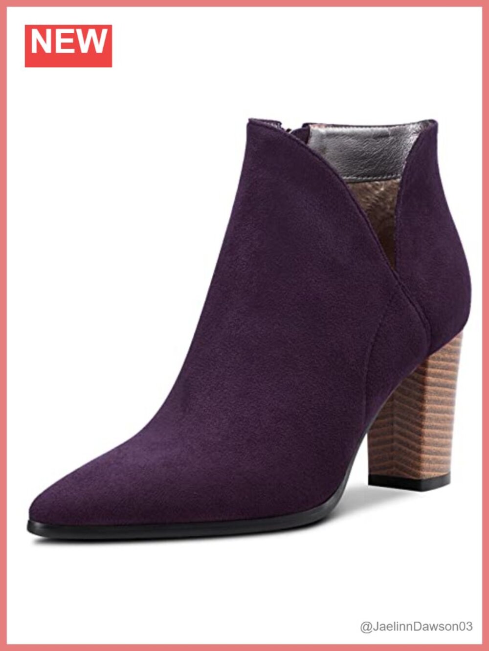 Womens Ankle Booties Pointed Toe Block High Heel Zipper Synthetic Suede Dress